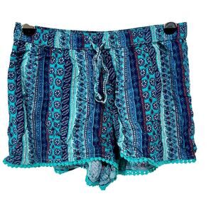 Hollister Boho Print Shorts Drawstring Elastic Waist Beach Festival Size S